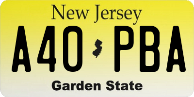 NJ license plate A40PBA