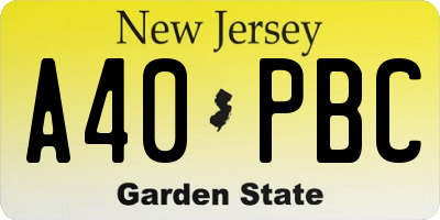NJ license plate A40PBC