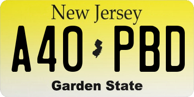 NJ license plate A40PBD