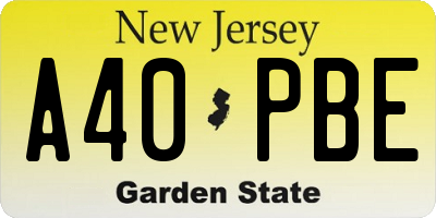 NJ license plate A40PBE