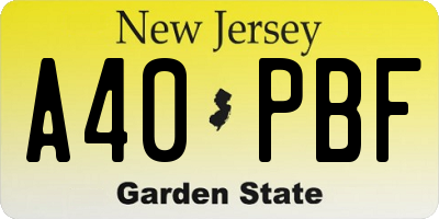 NJ license plate A40PBF