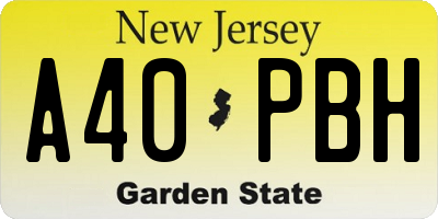NJ license plate A40PBH