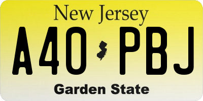 NJ license plate A40PBJ