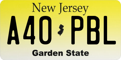 NJ license plate A40PBL