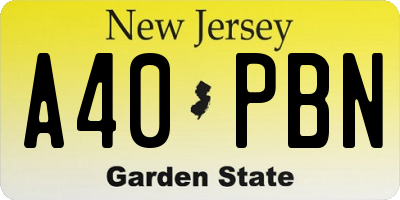 NJ license plate A40PBN