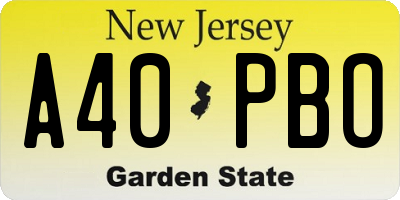 NJ license plate A40PBO