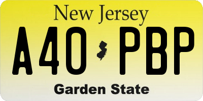 NJ license plate A40PBP