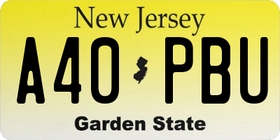 NJ license plate A40PBU