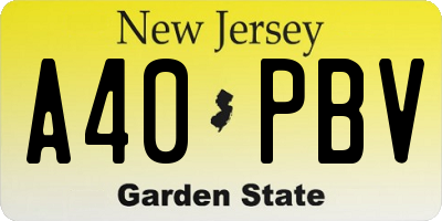 NJ license plate A40PBV