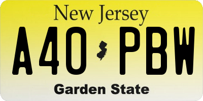 NJ license plate A40PBW