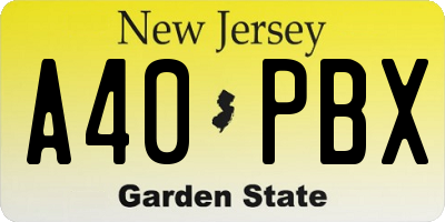 NJ license plate A40PBX