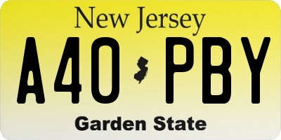 NJ license plate A40PBY