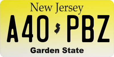 NJ license plate A40PBZ