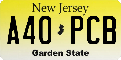 NJ license plate A40PCB