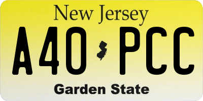 NJ license plate A40PCC