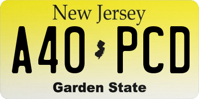 NJ license plate A40PCD