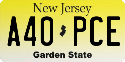 NJ license plate A40PCE