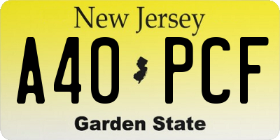 NJ license plate A40PCF