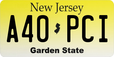 NJ license plate A40PCI