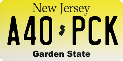 NJ license plate A40PCK