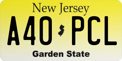 NJ license plate A40PCL