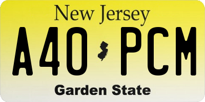 NJ license plate A40PCM