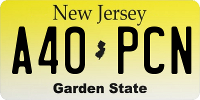 NJ license plate A40PCN