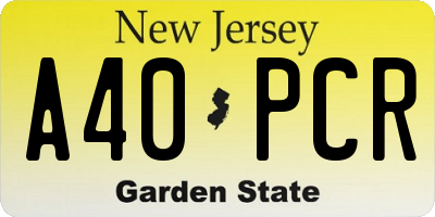 NJ license plate A40PCR