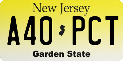 NJ license plate A40PCT