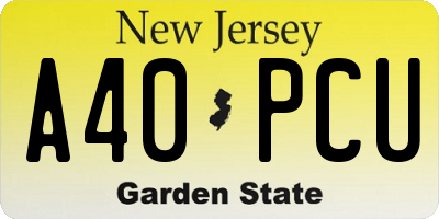 NJ license plate A40PCU