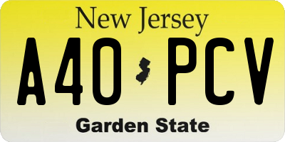 NJ license plate A40PCV
