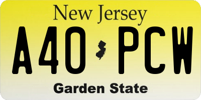 NJ license plate A40PCW
