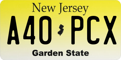 NJ license plate A40PCX