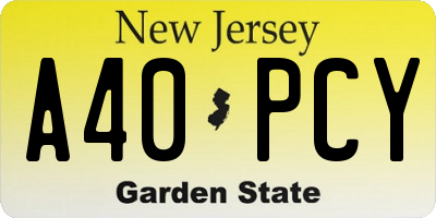 NJ license plate A40PCY