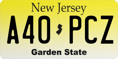 NJ license plate A40PCZ
