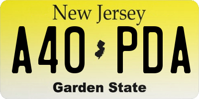 NJ license plate A40PDA