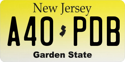 NJ license plate A40PDB