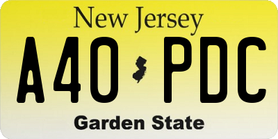 NJ license plate A40PDC
