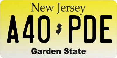 NJ license plate A40PDE
