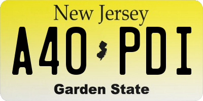 NJ license plate A40PDI