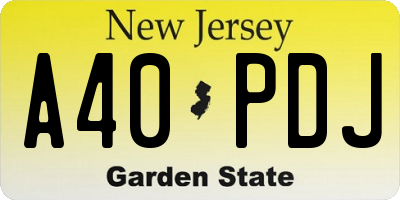 NJ license plate A40PDJ