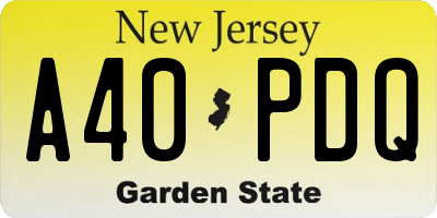 NJ license plate A40PDQ