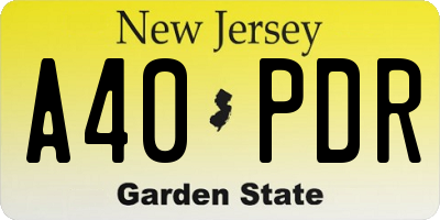 NJ license plate A40PDR