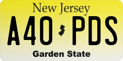 NJ license plate A40PDS