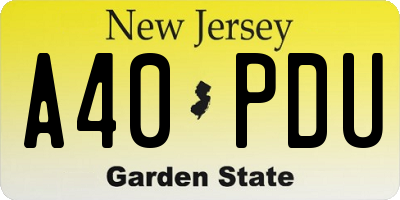 NJ license plate A40PDU