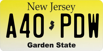 NJ license plate A40PDW