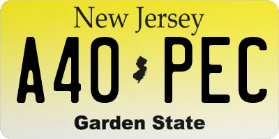 NJ license plate A40PEC