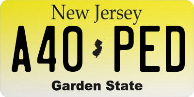 NJ license plate A40PED