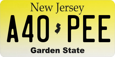 NJ license plate A40PEE