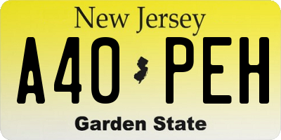 NJ license plate A40PEH